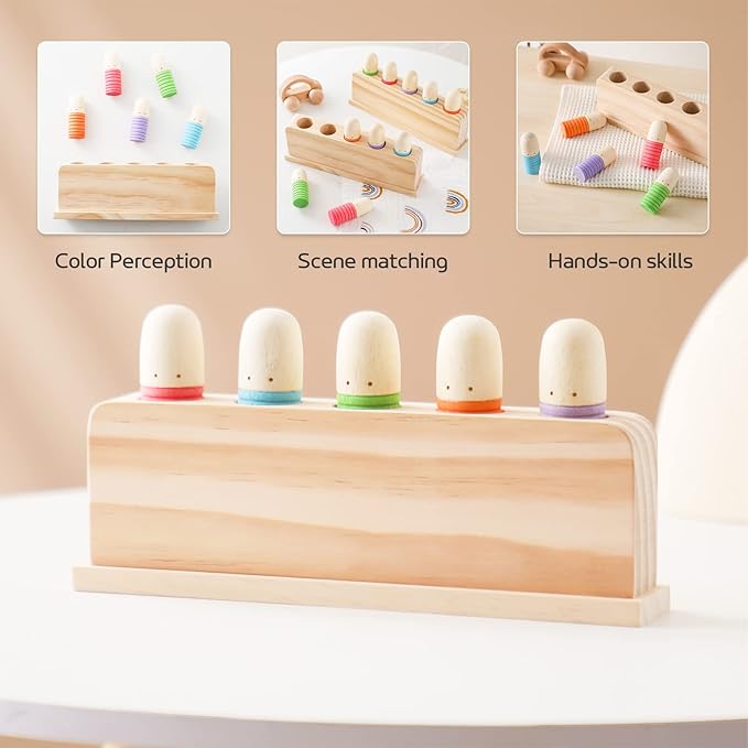 Pop Up Toy Multicolor Puppets | Wooden Color Sorting Toys | STEM Montessori Color Matching Toys | Preschool Learning Educational Toys Gifts for Kids Boys Girls Ages for 3+ Years (Classic Colours)