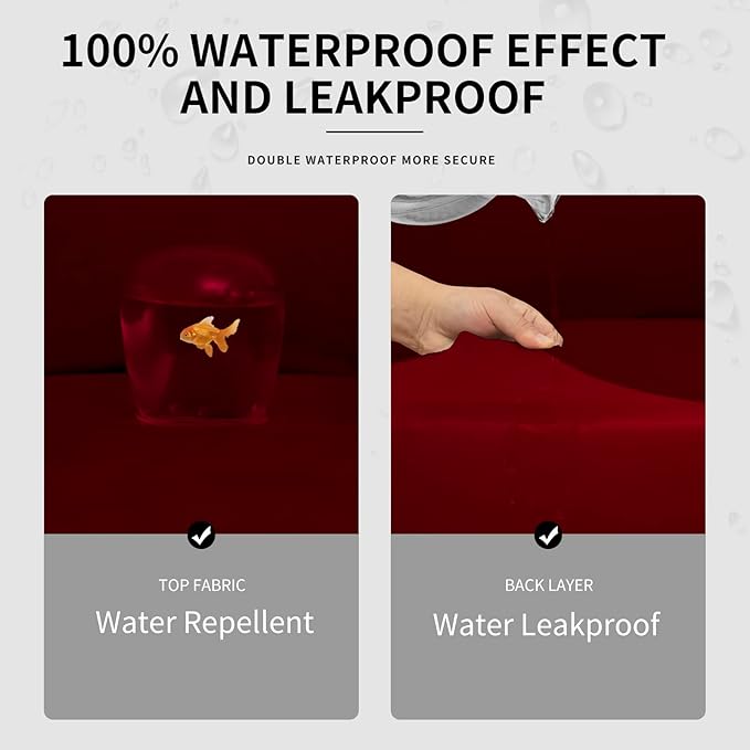 Easy-Going 100% Dual Waterproof Oversized Loveseat Cover Stretch Soft Couch Cover for Dogs, Sofa Slipcover for 2 Separate Cushion Couch Leakproof Furniture Protector for Kids, Pets Wine