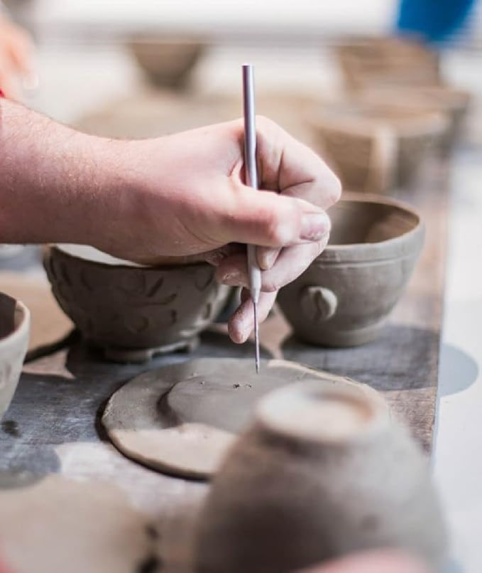 Artzuvs 14Pcs Ceramic Pottery Clay Ribbon Sculpting Tools Kit Wire Texture and Needle Detail Tool with Plastic Box for Carving, Modeling,Sculpture,Trimming