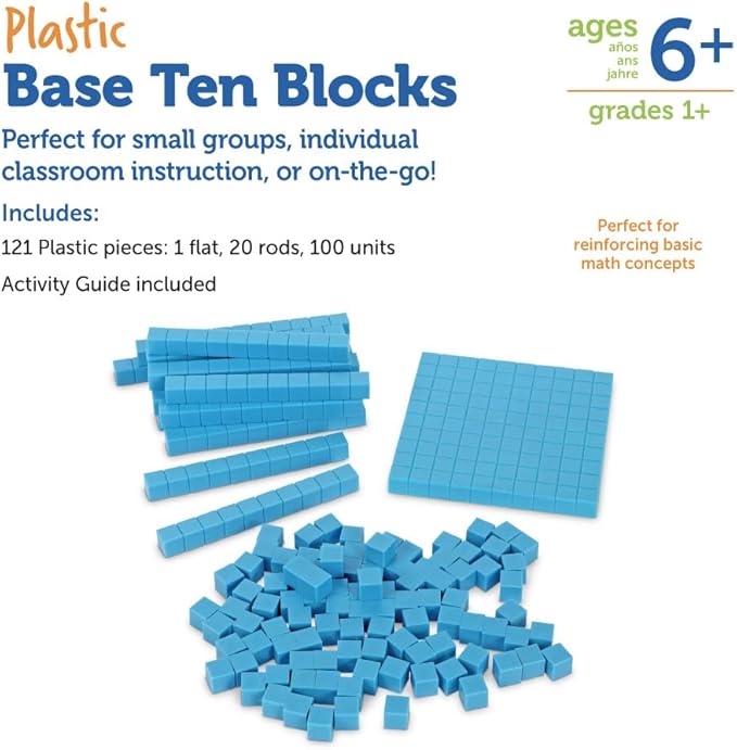 Learning Resources Base Ten Blocks Smart Pack, Early Childhood Math Skills, Ages 5+, Multicolor