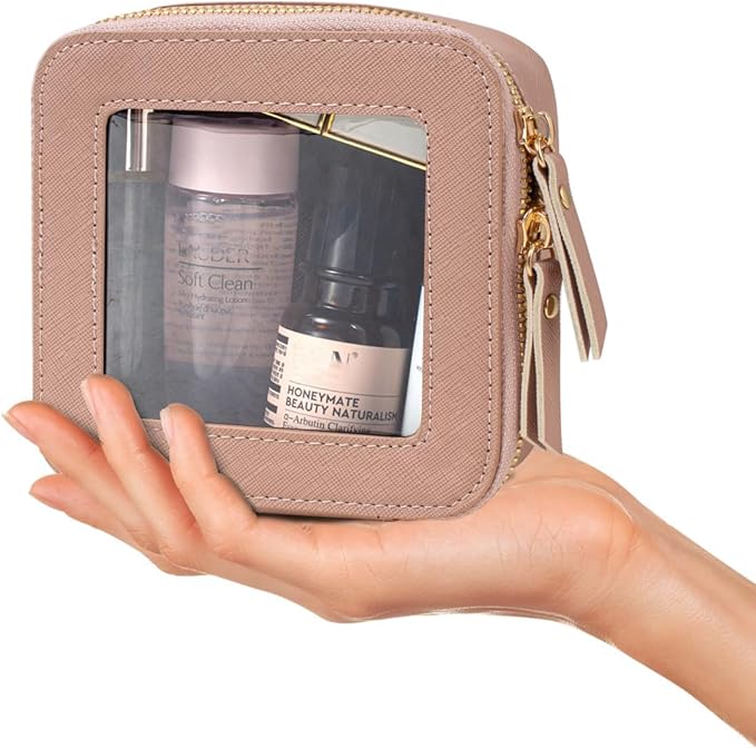 FFpaw Travel Clear Makeup Bag Set, TSA Approved Cosmetic Bag Case with Zipper Portable Makeup Pouch Toiletry Bag Women Traveling Cosmetic Organizer Storage Bag Car Organizer Car Essentials for Women