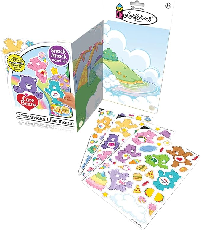 Colorforms Travel Set, Stickers for Kids – Care Bears, Arts and Crafts, Reusable Sticker Book, Kids Stickers, Toddler Crafts, Stickers for Boys, Girls, Arts & Crafts, Craft Supplies, Ages 3+