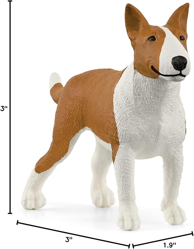 Schleich Farm World, Cute and Realistic Dog Toy Animals for Boys and Girls, Bull Terrier Dog Figurine, Ages 3+
