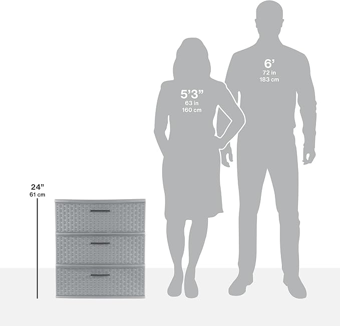 3 Drawer Wide Weave Tower color:Cement