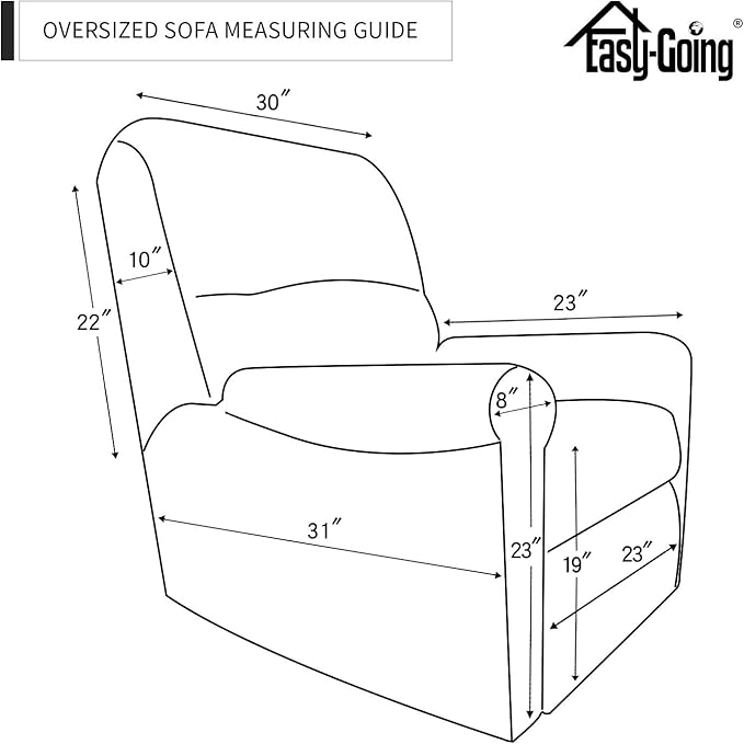 Easy-Going 4 Pieces Microfiber Stretch Recliner Slipcover – Spandex Soft Fitted Sofa Couch Cover, Washable Furniture Protector with Elastic Bottom for Kids, Pet(Recliner, Dark Linen)