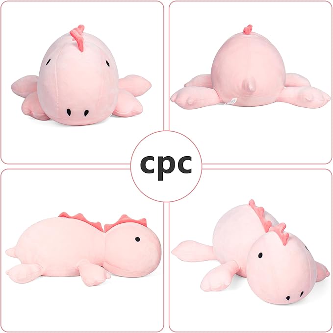 22" 3.5 lbs Weighted Dino Stuffed Toys, Cute Animals Plushie Dolls Pillow Gifts for Kids Adults (Pink)