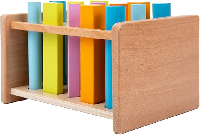 Montessori Toys for 1 2 3 Years Old Wooden 3D Shape Matching Toys,Wooden Posting Stand Montessori Color Sorting Sticks Game-Cognitive Shapes Colors,Educational Sensory Toy for Boys Girls Giftďź15 Pcsďź