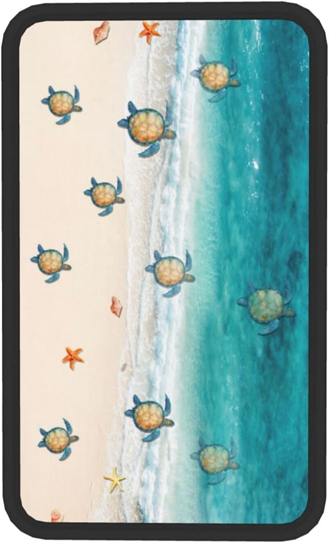 DORKEIXIA Ocean Kawaii Cute Turtle Crawling On The Beach Auto Center Console Armrest Pad Universal Car Center Console Cover Seat Box Cover for Sedan, Van, SUV, Truck Car Accessorie