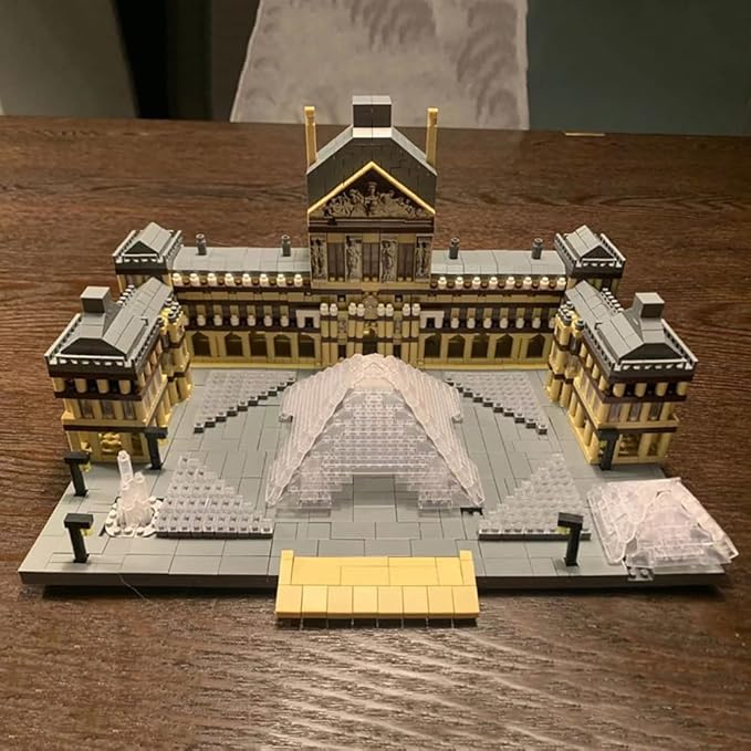 Paris Louvre Museum Building Blocks Set (3377Pcs) Famous World Architecture Educational Toys Micro Bricks for Kids Adults