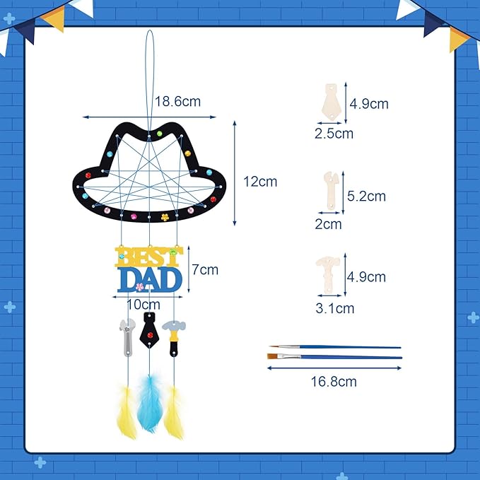 Fennoral 6 Pack DaD Dream Catcher Craft Kit for Kids Paint You Own Father's Day Dreamcatcher DIY Coloring Wooden Art and Craft for Art Activity Project Father Gifts from Daughter Son