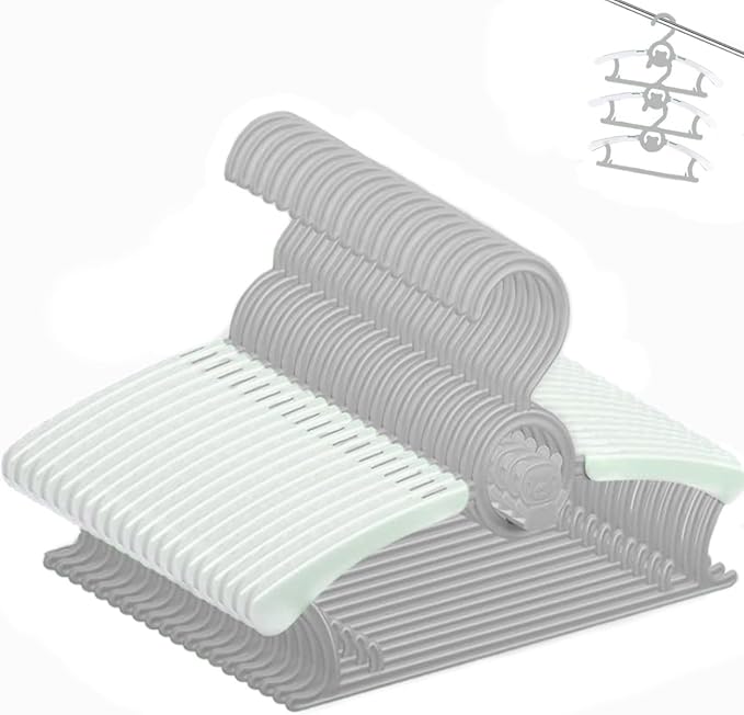 HGYZE Baby Nursery Closet Hangers, Ultra Thin Non-Slip and Extendable Laundry Infant Pant Hanger for Newborn Clothes - 20pcs Grey Gift - Adjustable Children Coat Hanger for Girl Boy Toddler Kids Child