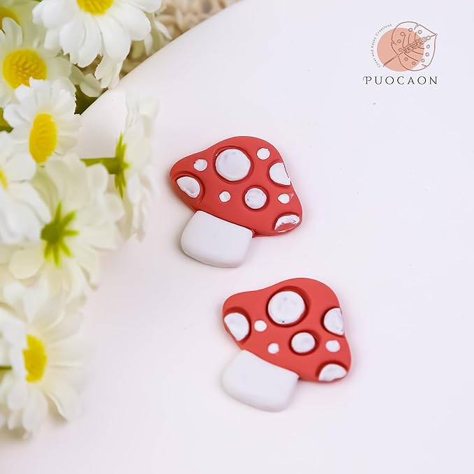 Puocaon Mushroom Polymer Clay Cutters - 10 Pcs 3D Clay Cutters for Earrings Making, Boho Mushroom Clay Cutters for Polymer Clay Jewelry, Cute Clay Jewelry Cutters Polymer Clay Earring Cutters