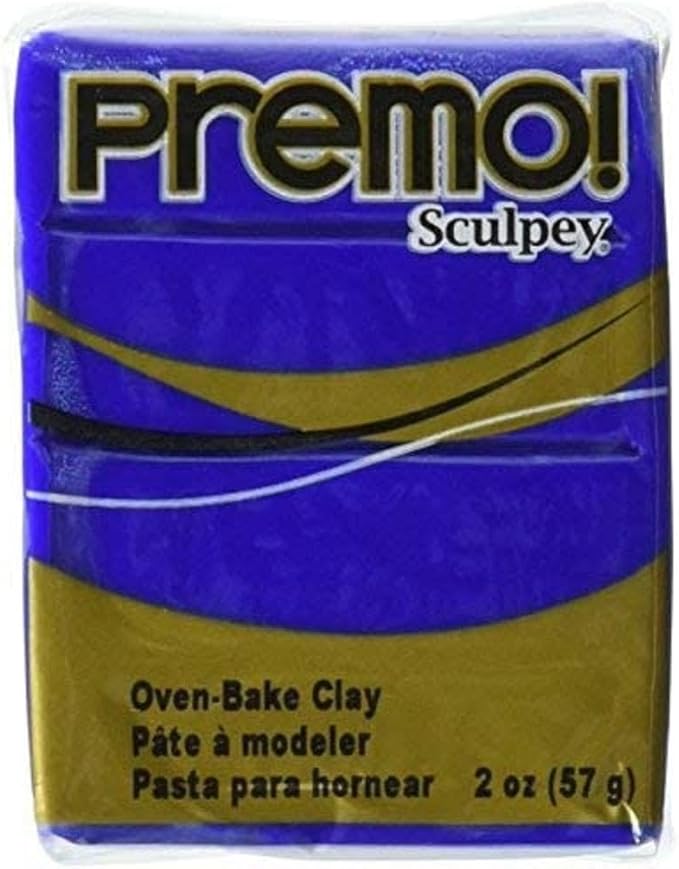 Sculpey Premo Polymer Oven-Bake Clay, Ultramarine Blue Hue, Non Toxic, 2 oz. bar, Great for jewelry making, holiday, DIY, mixed media and more. Premium clay Great for clayers and artists.