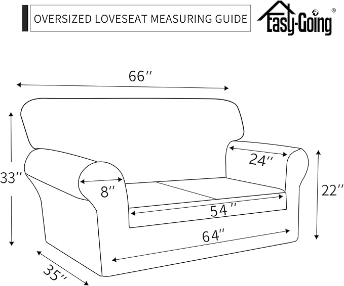 Easy-Going Waterproof Oversized Loveseat Covers Leakproof Couch Cover for 2 Cushion Couch Sofa Cover Washable Sofa Slipcover Non-Slip Furniture Protector with Pocket for Pets (Medium-XL, Navy)