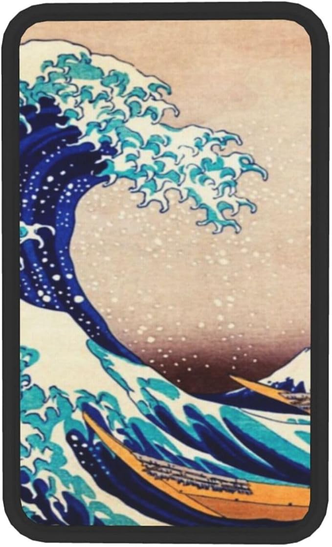 DORKEIXIA Japan Kanagawa Great Wave Auto Center Console Armrest Pad Universal Car Center Console Cover Seat Box Cover for Sedan, Van, SUV, Truck Car Accessorie