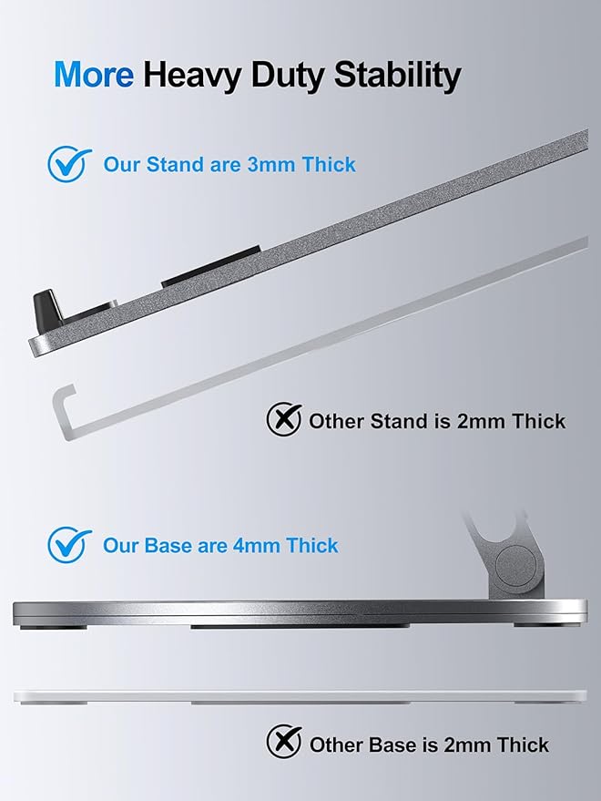 Adjustable Laptop Stand for Desk - 360° Rotating Ergonomic Riser with Aluminum Cooling Vents & Sturdy Construction for 10-16 Inch MacBook Pro/Air, Foldable Portable for Office & Home - Gray