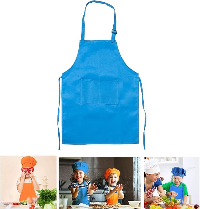 12Pcs Kids Chef Aprons Bulk, Child Aprons Art Aprons Set, Adjustable Children Chef Aprons with 2 Pockets for Boys Girls Cooking Painting, 12 Color(L for 7-13 Age)