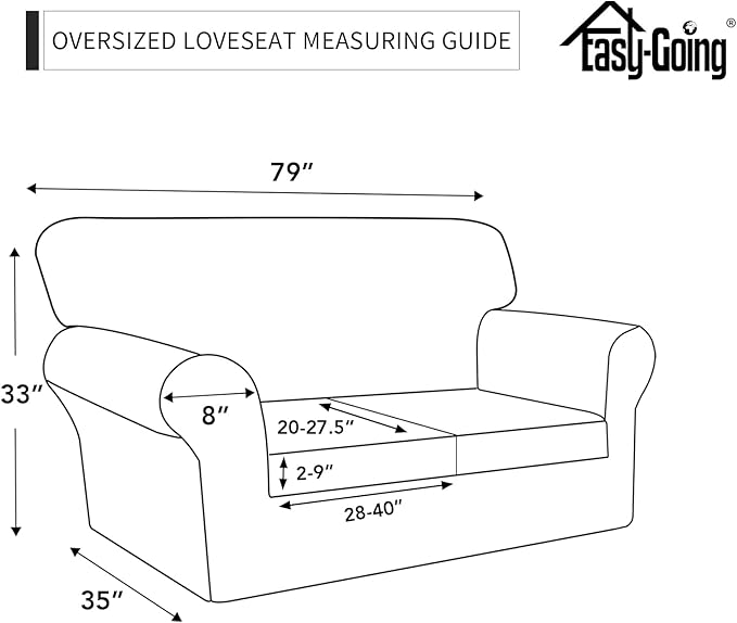 Easy-Going 100% Dual Waterproof Oversized Loveseat Cover Stretch Soft Couch Cover for Dogs, Sofa Slipcover for 2 Separate Cushion Couch Leakproof Furniture Protector Grayish Green
