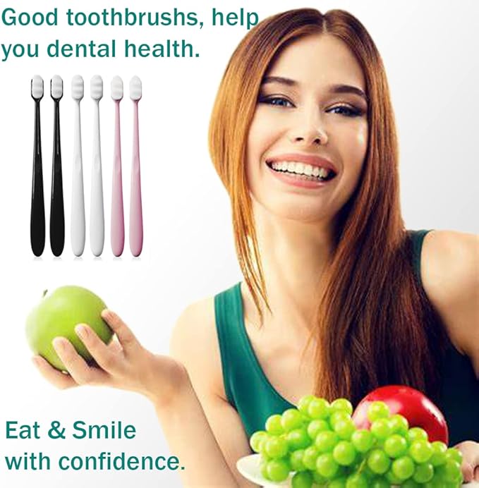 GoldDawn Extra Soft Toothbrush for Sensitive Teeth and Gums, Micro Fur Manual Toothbrush with 20000 Ultra Soft Bristle, Excellent Cleaning Effect, Perfect for Kids & Adults (6 Pack)