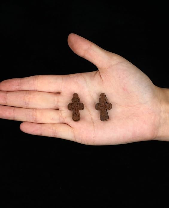 COTTVOTT Wooden Christian Jesus Cross/Orthodox Crucifix Charms Pendants for Rosary Necklace, DIY Jewelry Making Accessories Parts