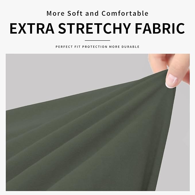 Easy-Going 100% Dual Waterproof Loveseat Cover Stretch Soft Couch Cover for Dogs, Sofa Slipcover for 2 Separate Cushion Couch Leakproof Furniture Protector for Kids, Pets Grayish Green