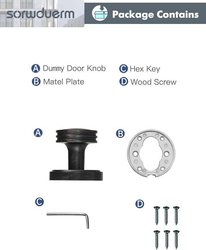 4 Pack Dummy Oil Rubbed Bronze Door Knobs Dummy Door Handle Interior Single Sided Decorative,Zinc Alloy