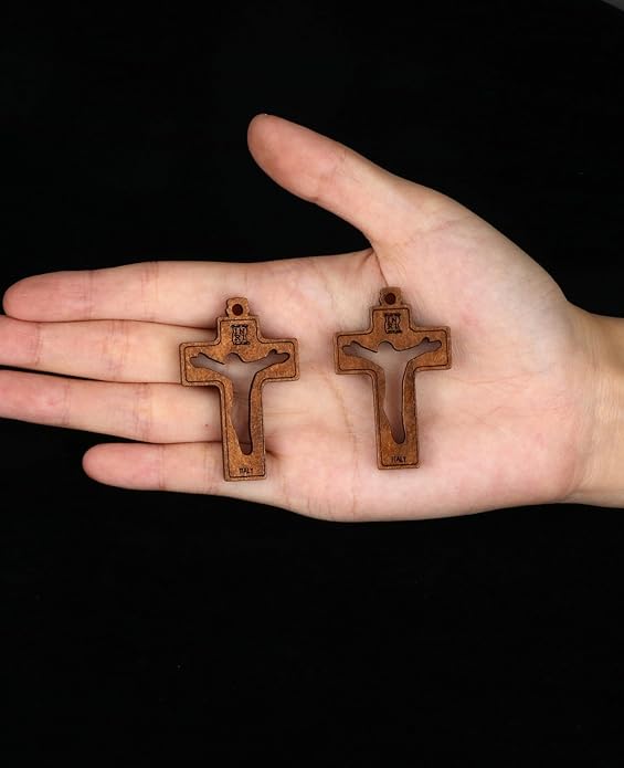 COTTVOTT Wooden Christian Jesus Cross/Orthodox Crucifix Charms Pendants for Rosary Necklace, DIY Jewelry Making Accessories Parts