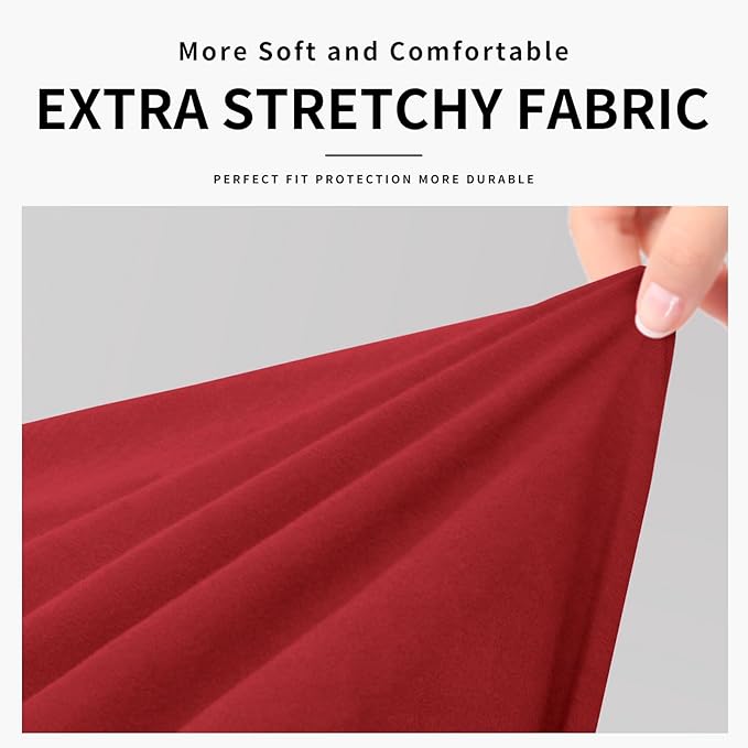Easy-Going 100% Dual Waterproof Loveseat Cover Stretch Soft Couch Cover for Dogs, Sofa Slipcover for 2 Separate Cushion Couch Leakproof Furniture Protector for Kids, Pets Christmas Red