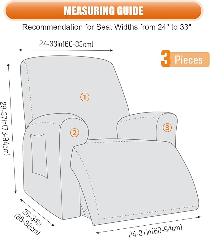 VANSOFY Recliner Chair Cover, 3-Pieces Stretch Lazy Boy Recliner Covers for Recliner Chair Soft Reclining Chair Slipcover Furniture Protector for Dogs Cats(Burgundy)