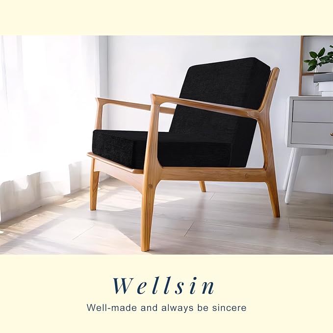 Wellsin Solid Square Floor Pillows for Adults Kids - Large Meditation Floor Pillow Seating Cushion with Thick Foam & Washable Velvet Cover, 2 Pack, 22x22x5 Inch, Black