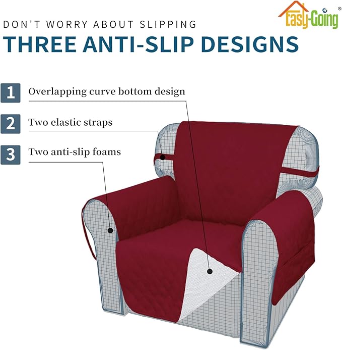 Easy-Going Sofa Slipcover Oversized Sofa Cover Waterproof Couch Cover Furniture Protector Cover Pets Covers Washable Non-Slip Fabric Pets Kids Children Dog Cat (Oversized Sofa, Christmas Red)