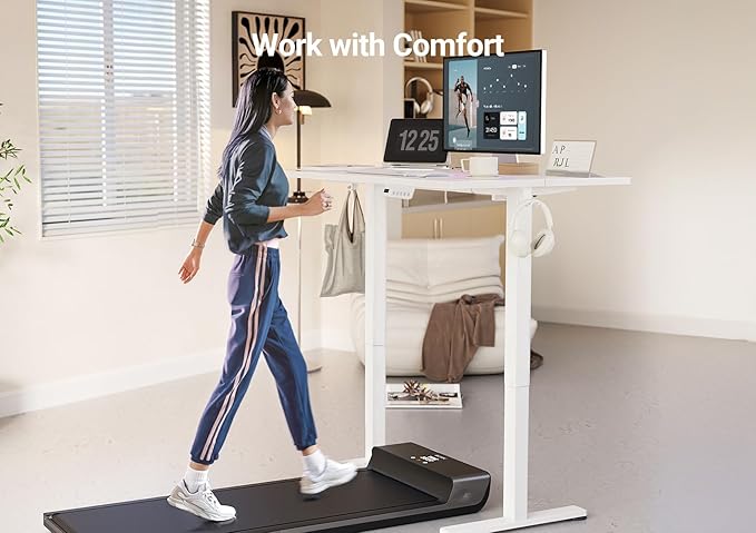 YDN Electric Standing Desk Adjustable Height, 40 x 24 Inches Stand up Desk with Cable Management, Home Office Desks with Splice Board & White Frame, White Top
