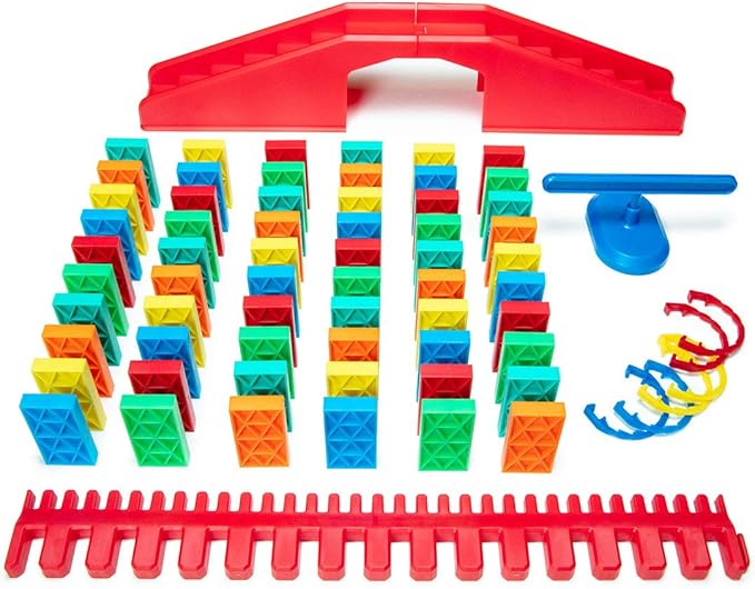 Bulk Dominoes Kinetic Domino Kit | Dominoes Set, STEM STEAM Small Toys, Family Games for Kids, Kids Toys and Games, Building, Toppling, Chain Reaction Sets (68pc)