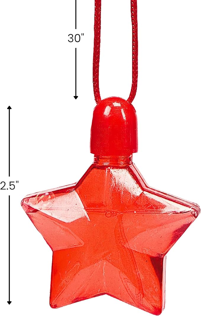 Fun Express - Star-Shaped Bubble Bottle Necklaces for Fourth of July - Toys - Bubbles - Bubble Necklaces - Fourth of July - 12 Pieces
