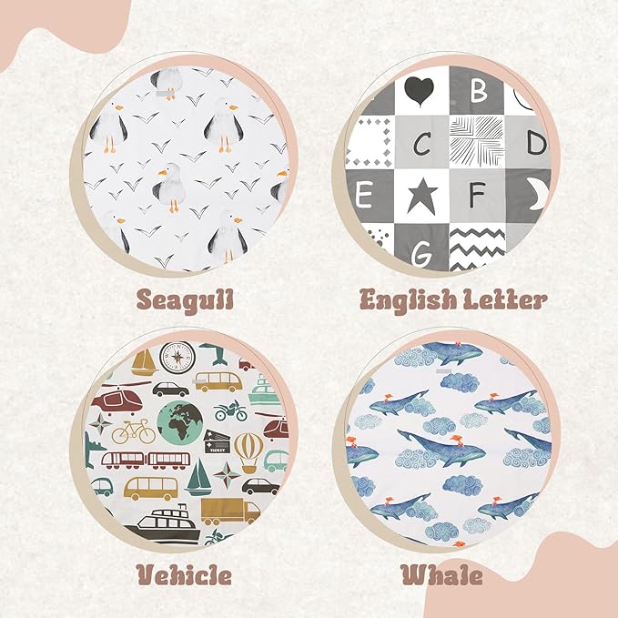 Insular Baby Splat Mat for Under High Chair/Arts/Crafts, Anti Slip and Waterproof Splash Mat for Floor, Portable Picnic Mat, 51x51 Inch, Vehicle