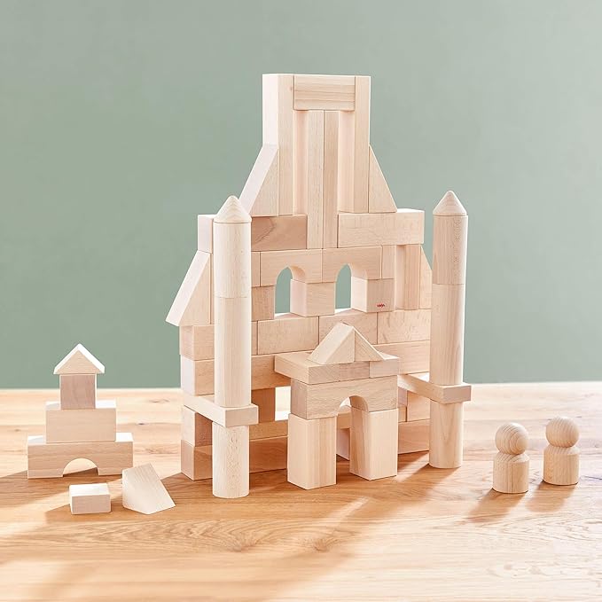 HABA Wooden Building Blocks 60 Piece Set, Ideal Toddler Blocks for Ages 2-4 & Kids Stacking Toys for Ages 1 and Up for Open-Ended Play, Made in Germany