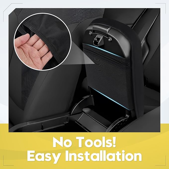 FIILINES Center Console Cover for 2019-2025 2026 Toyota RAV4,Armrest Cover Cushion Pad for Toyota RAV4 Accessories Arm Rest Box Lid Cover PU Leather Armrest Seat Box Protector