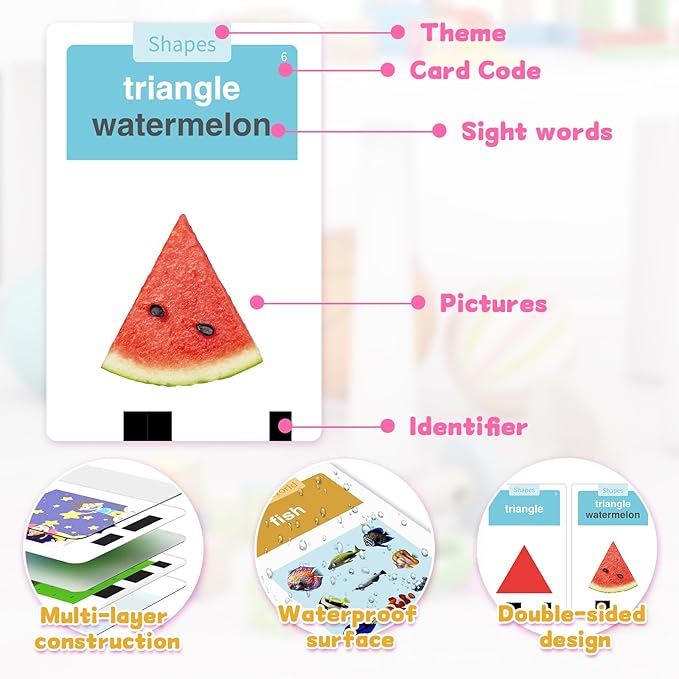 Toddlers Talking Flash Cards with American Accent & 144 Sight Words, Speech Therapy Toys for 3 4 5 6 Years Old Boys and Girls (Pink)