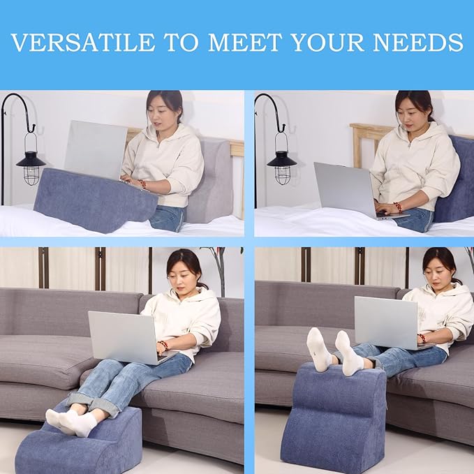 Foot Rest for Under Desk at Work.Multifunctional 3-Tier Foot Stool,with Washable Footrest.for Under Desk,Office Chair Gaming Chair & Sofa,Leg Elevation Pillow,Supports Posture-Light Blue