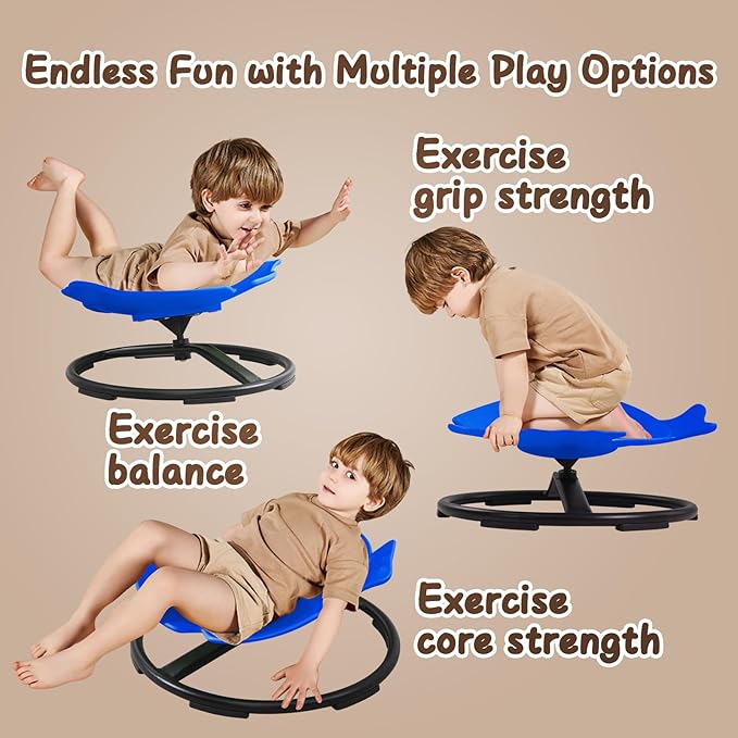 Autism Sensory Products Kids Swivel Chair for Autistic Kids Sensory Spinning Chair Spin Seat Sensory Indoor/Outdoor - Improve Balance & Motion Sickness Relief for Children & Teens
