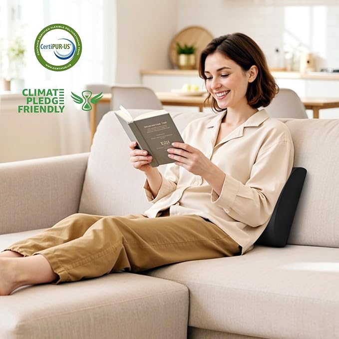 Lumbar Support Pillow for Office Chair Back Support - Memory Foam Lumbar Pillow for Car or Gaming Chair, Ergonomic Back Cushion with Adjustable Strap for Long-Hour Sitting (Black,X-Large)