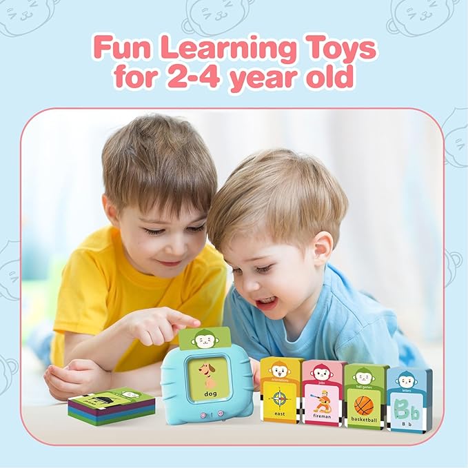 Talking Flash Cards for Toddlers 1 2 3 4 5 6-296 Sight Words, Pocket Speech for Toddlers, Sensory Speech Therapy Toys, Learning Toys for Montessori and Autism Children, Gifts for Toddlers