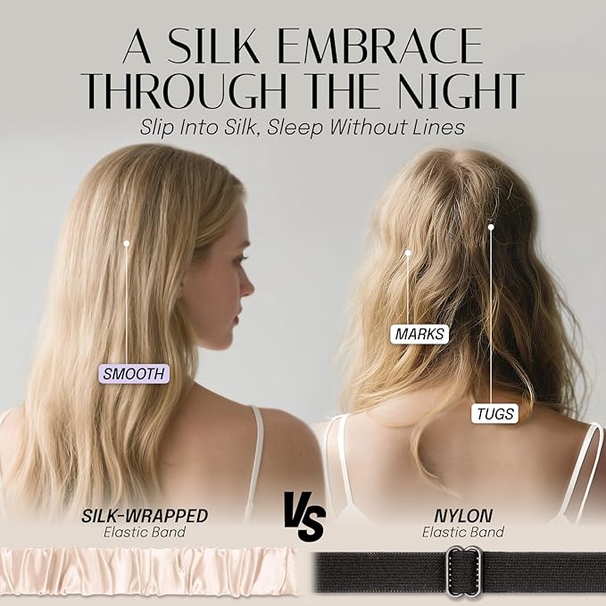 Silk Sleep Mask Eye Mask Blindfold with Double Layer Silk Filling and Elastic Strap for Full Night's Sleep, Travel and Nap, Soft Eye Cover Eyeshade with Luxury Bag and Ear Plugs (Champagne)