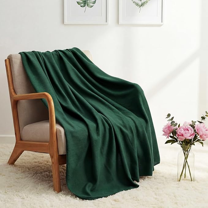 Kinlop Fleece Blanket Bulk 60 x 50 Inch Soft Lightweight Fleece Cozy Blanket Warm Throw Plush Pet Throw for Bed Couch Sofa Home Office Wedding Gifts Travel Camping (Green Tones,40 Packs)