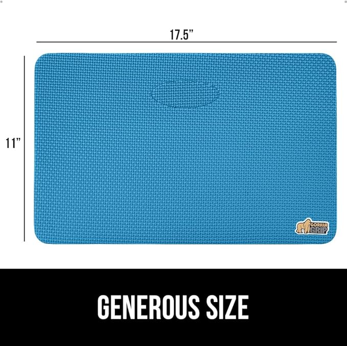 GORILLA GRIP Extra Thick Patent Pending Soft Foam Kneeling Pad, Supportive Large Cushion Knee Pads for Gardening, Baby Bath Time, Dirt and Water Resistant, Workout and Garden Supplies, 17.5x11, Blue