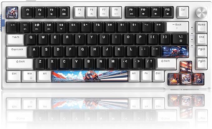 MageGee SKY81 75% Wireless Gasket Mechanical Gaming Keyboard, Hot Swappable RGB Custom Creamy Keyboard w/ 5-Layer Padding, BT/2.4G/USB-C, Knob Control, NKRO for Win/Mac (Mecha, Blue Whale Switch)