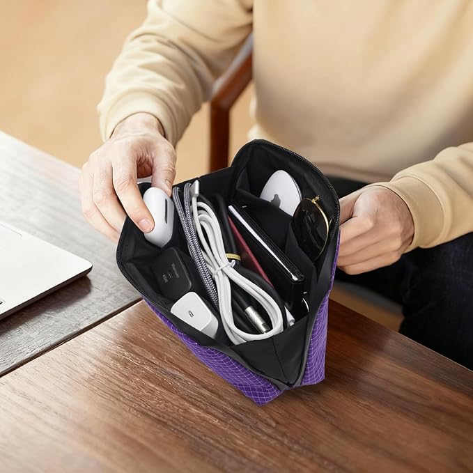 SIMTOP Cord Organizer Travel Small Tech Bag Pouch Case for Cords, Charger, Hard Drive, Power Bank – Water-Resistant Electronics Organizer, Small Portable Gadget Case for Travel