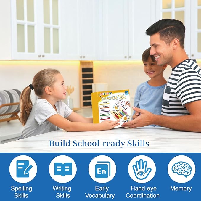 Wooden CVC Word Spelling Games, Matching Letter Games Phonics Board Flashcards Alphabet Puzzle, Preschool Learning Activities Montessori Educational Toys Gifts for Ages 3 4 5 6 Kids Toddlers