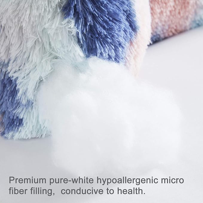 Faux Fur Reading Pillows - Big Size 30x17x17 Inches with Premium Pure White Micro Fiber Stuffing, Students & Kids Backrest Pillow, Bed Rest Pillow, Unique Colorful Design, Awesome Gift