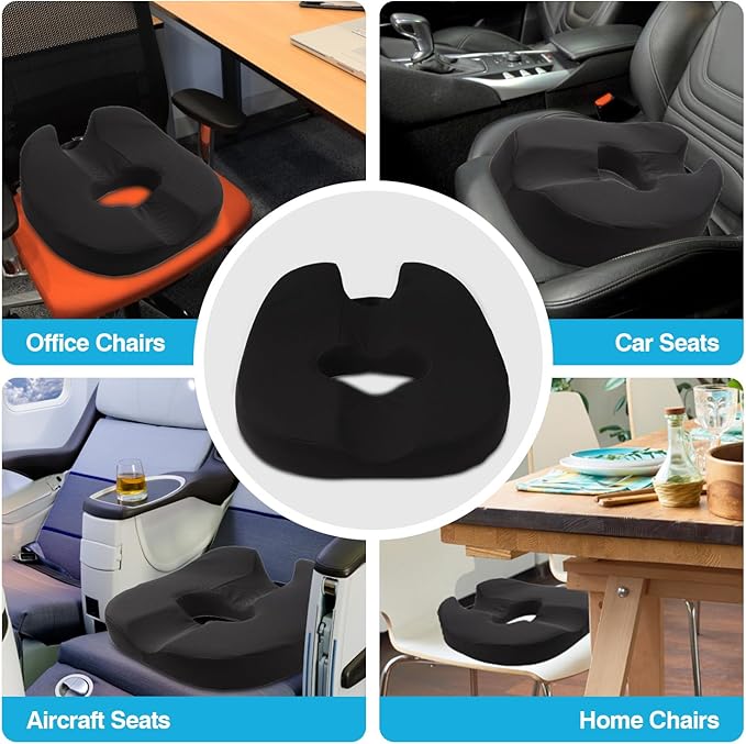 Donut Pillow Seat Cushion for Tailbone Pain, Prostate, Sciatica, Pelvic Floor, Pressure Sores, Pregnancy, Perineal Surgery, Postpartum Recovery Pain Pressure Relief Memory Foam Chair Pad